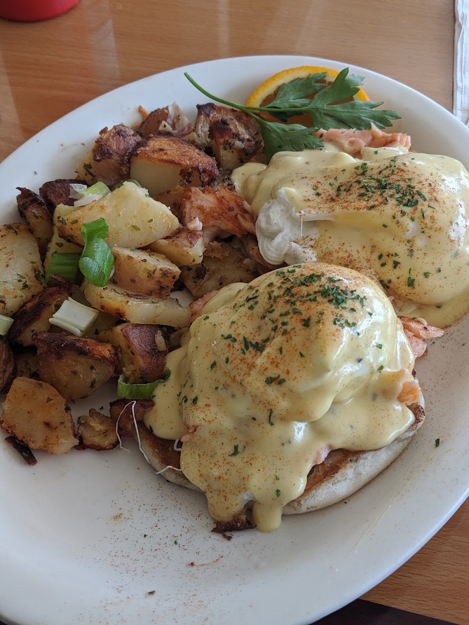 Breakfast plates and coffee on a café menu.